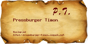 Pressburger Timon névjegykártya
